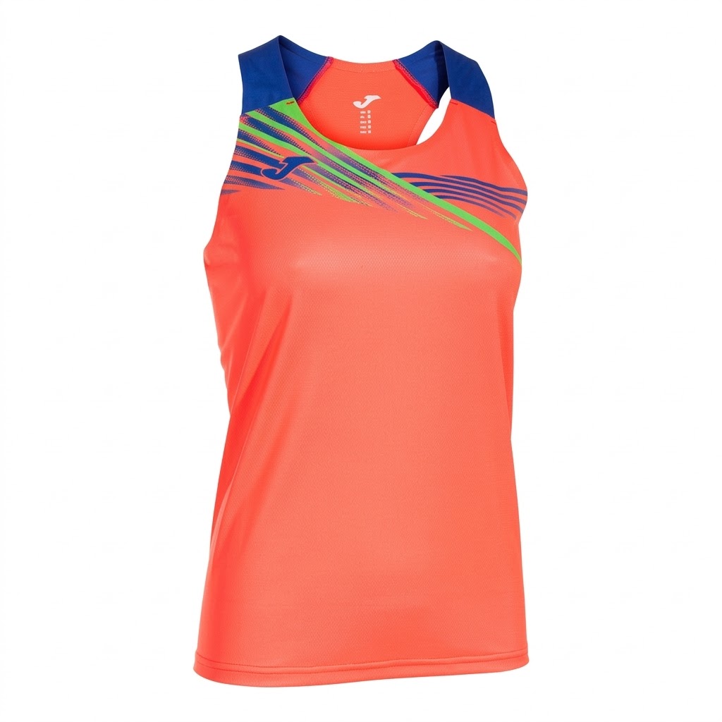 Camiseta Joma Mujer Tirantes Elite 10 Coral Flúor Royal
