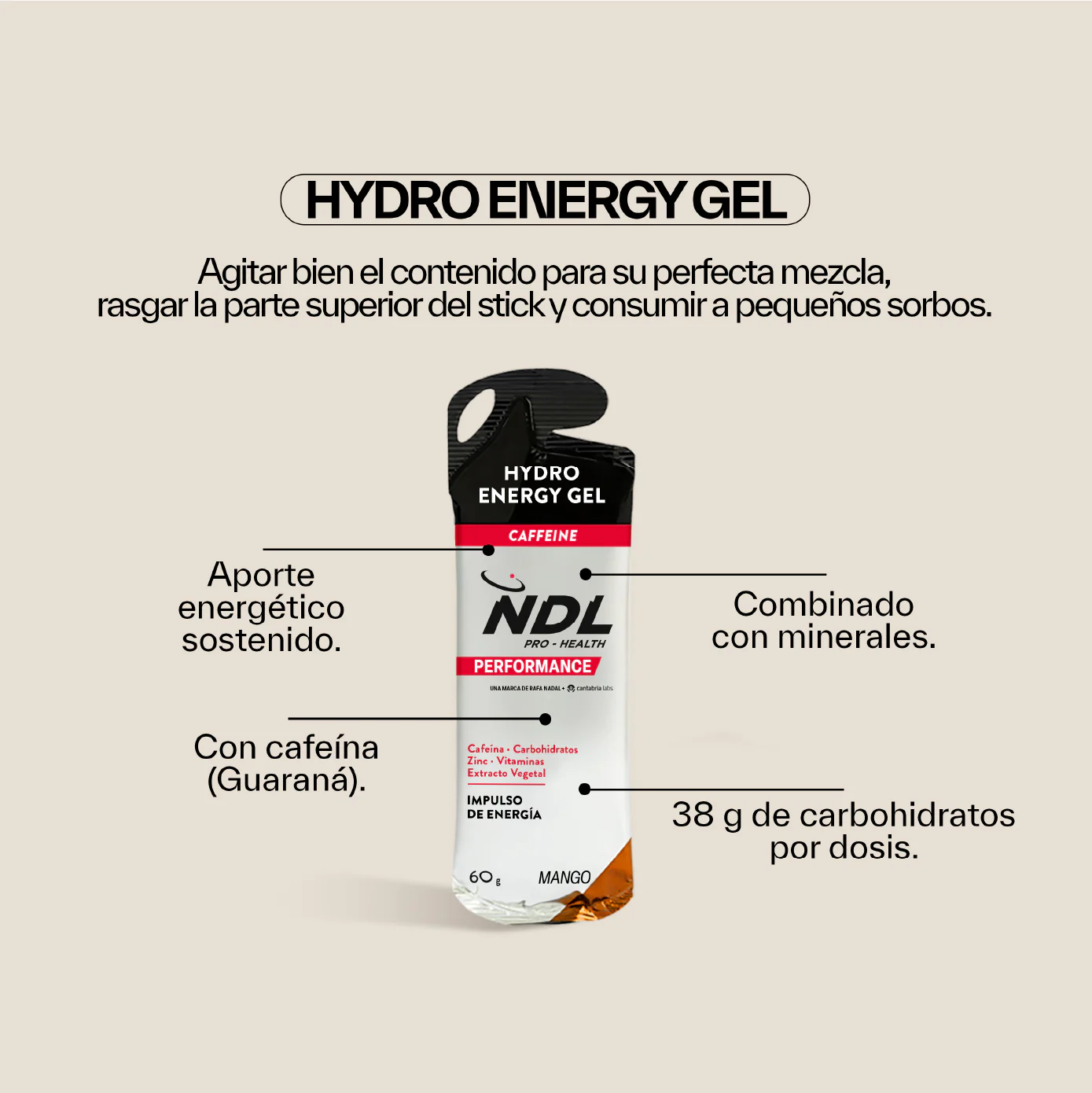 Gel Energético NDL con Cafeína Box 12uds - Imagen 7